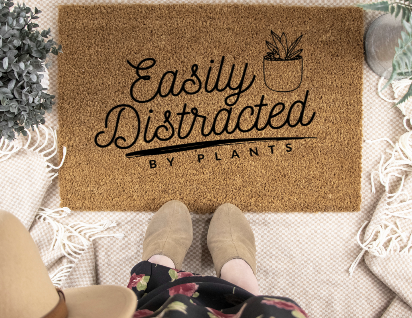 Easily Distracted by Plants Doormat