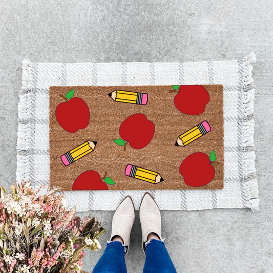 Apples + Pencils Doormat