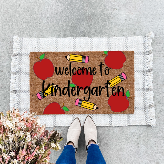 Welcome to Kindergarten (non-cursive font) Doormat