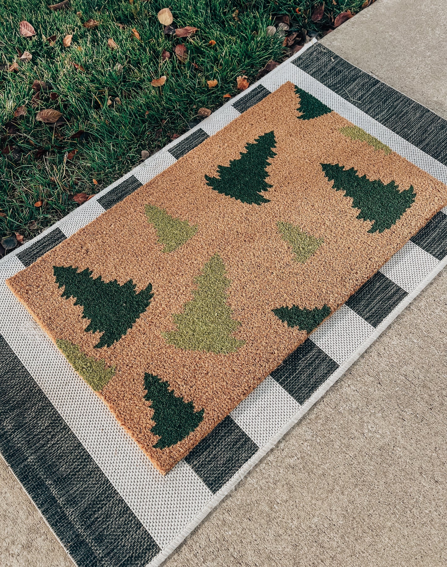 Two Tone Christmas Trees Doormat