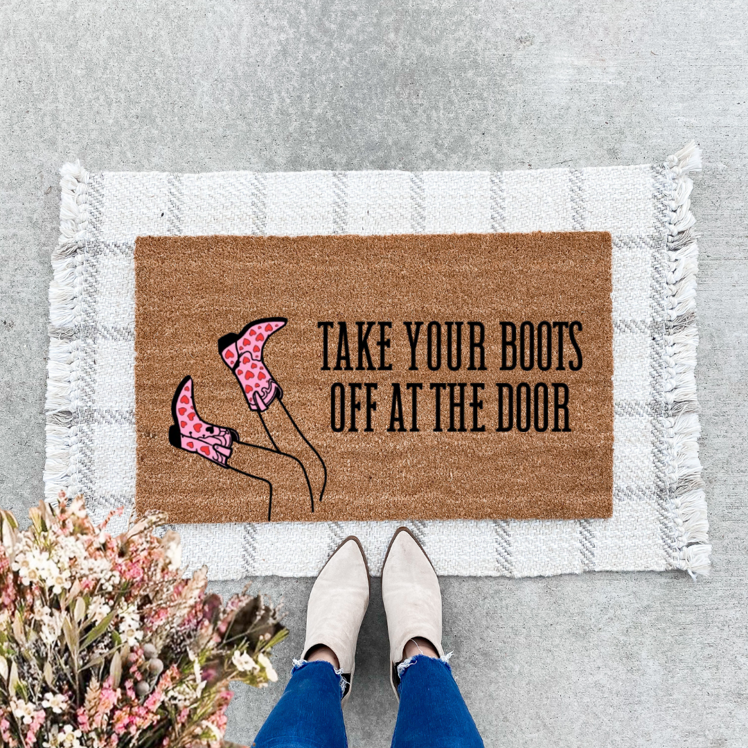 Valentine Take Your Boots Off Doormat