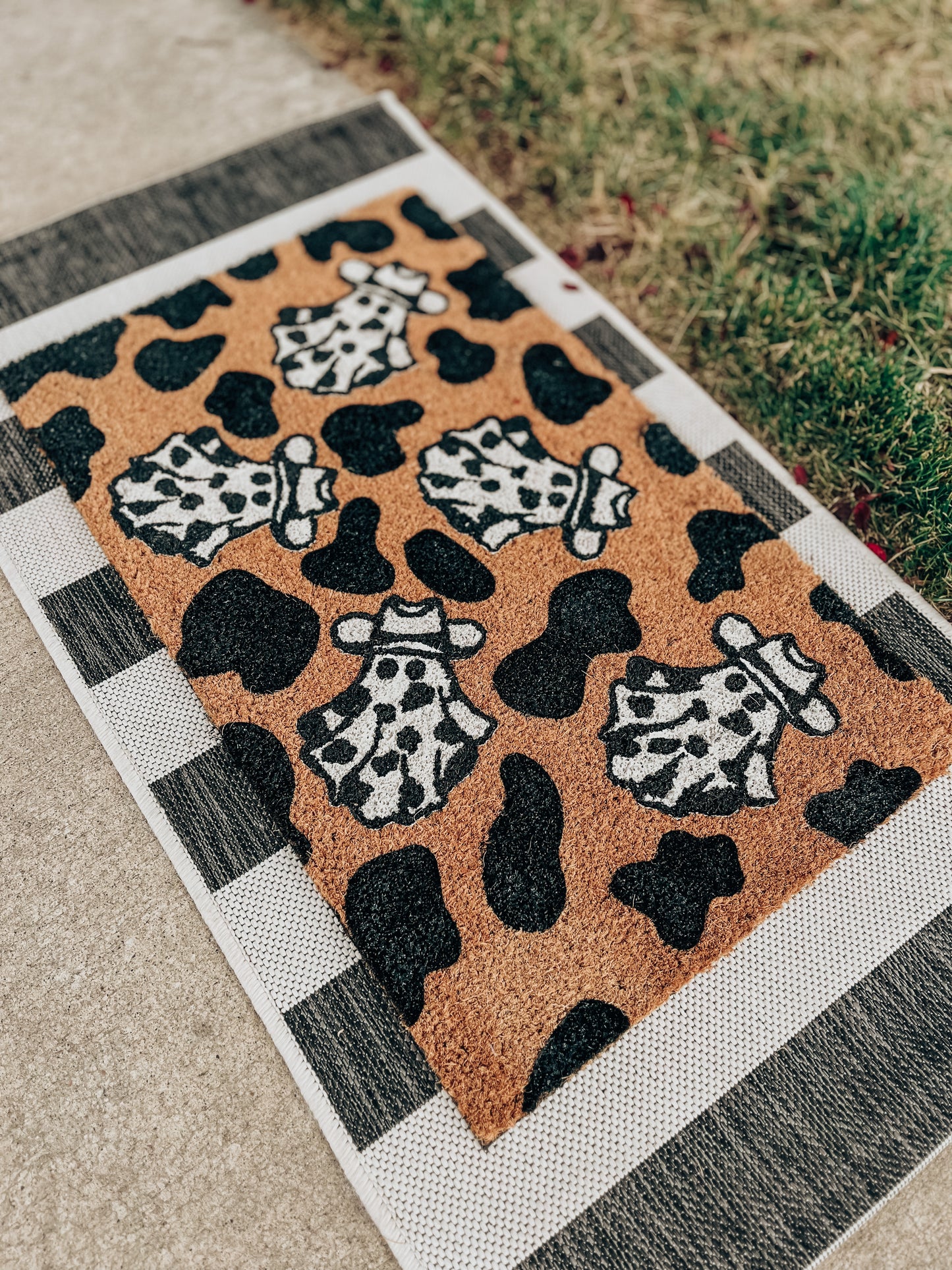 Cow Print Ghost Doormat