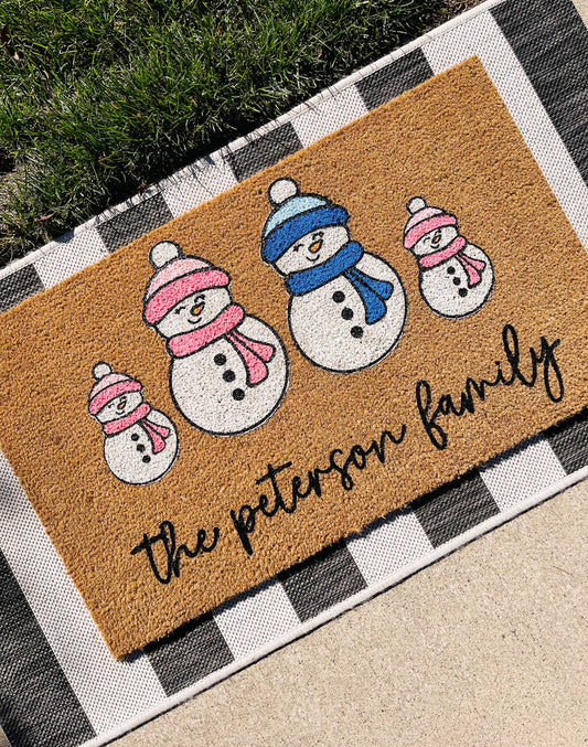 Snowman Family Doormat