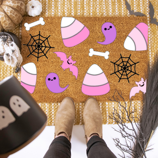 Classic Pink Halloween Doormat