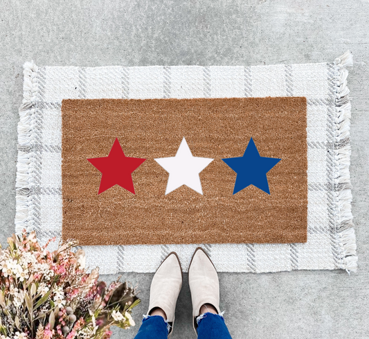 Red, White + Blue Stars Doormat