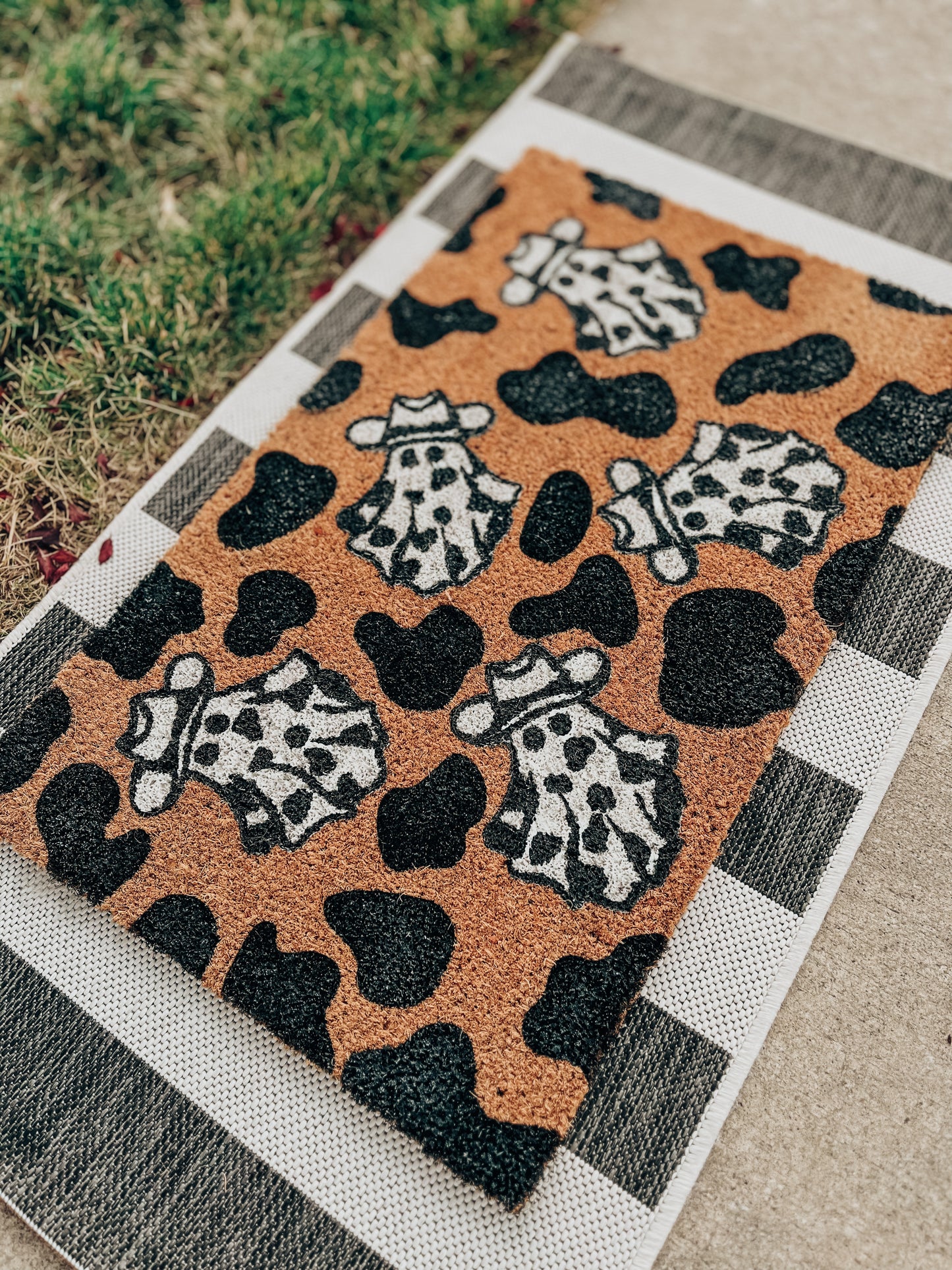 Cow Print Ghost Doormat