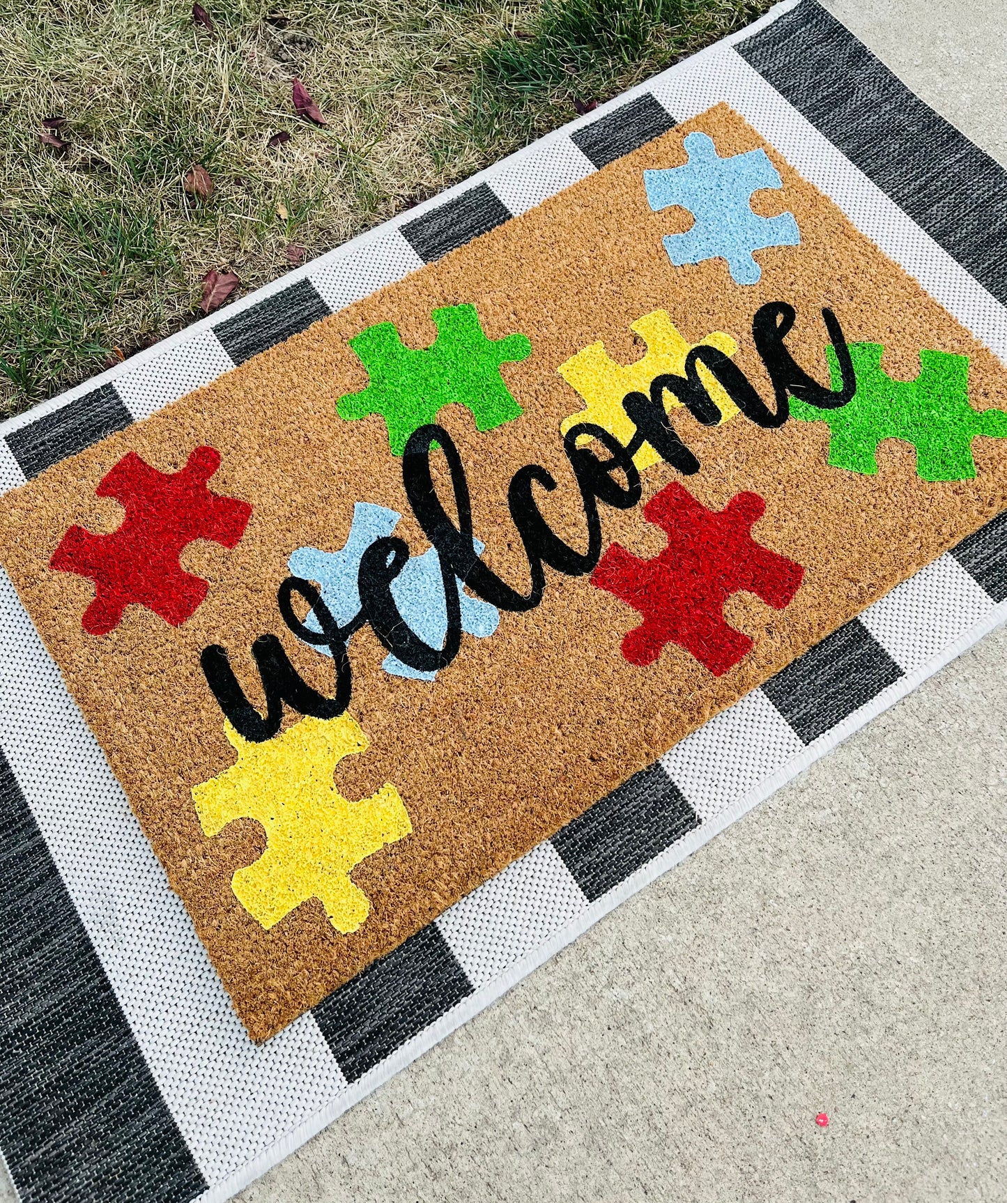 Autism Puzzle Pieces Doormat