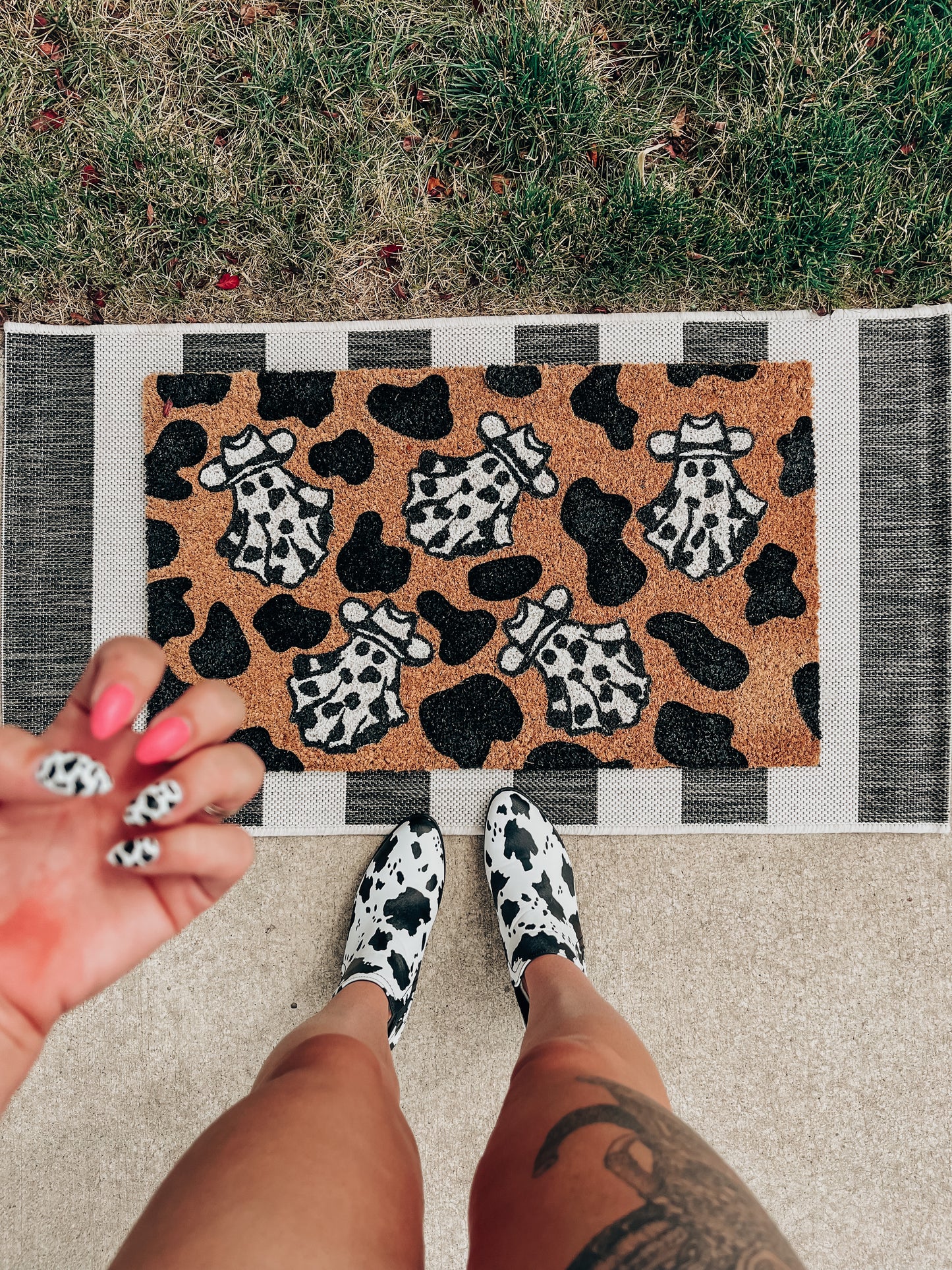 Cow Print Ghost Doormat