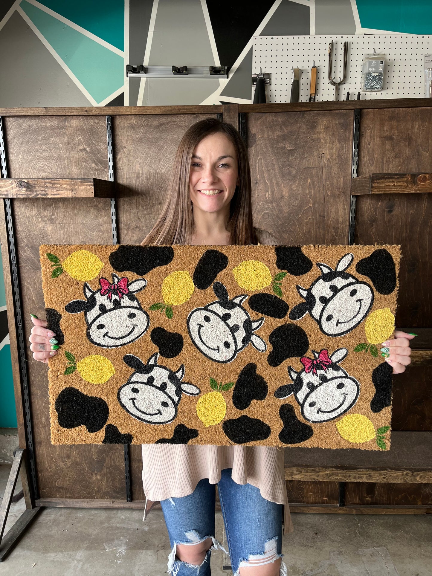 Lemon Cow Drop Doormat