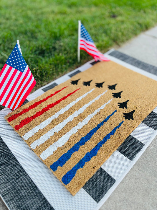 Red, White + Blue Jets Doormat