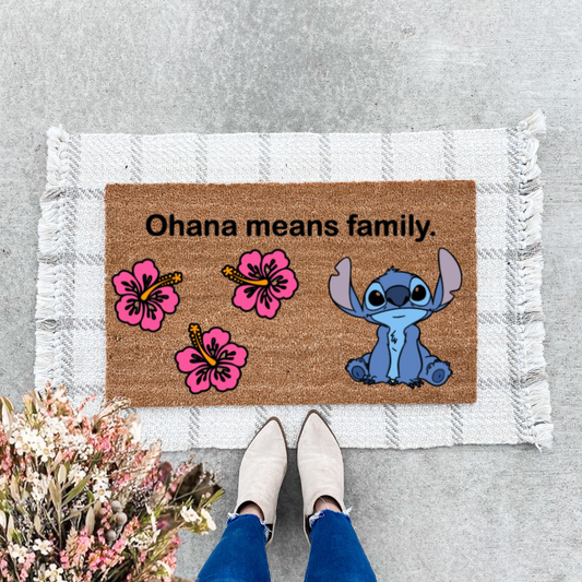Ohana Means Family Stitch Doormat