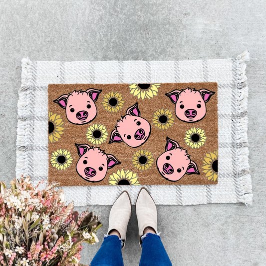 Sunflower Pig Doormat