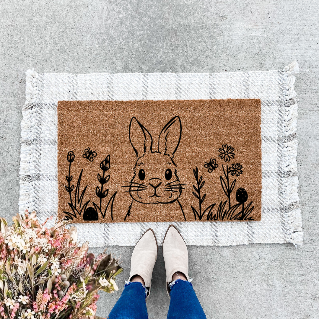 Floral Bunny Doormat