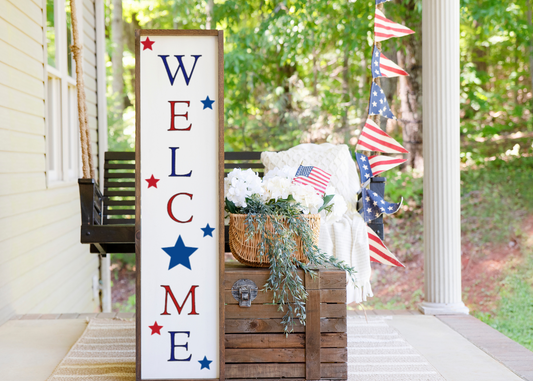 Patriotic Stars Welcome Porch Sign