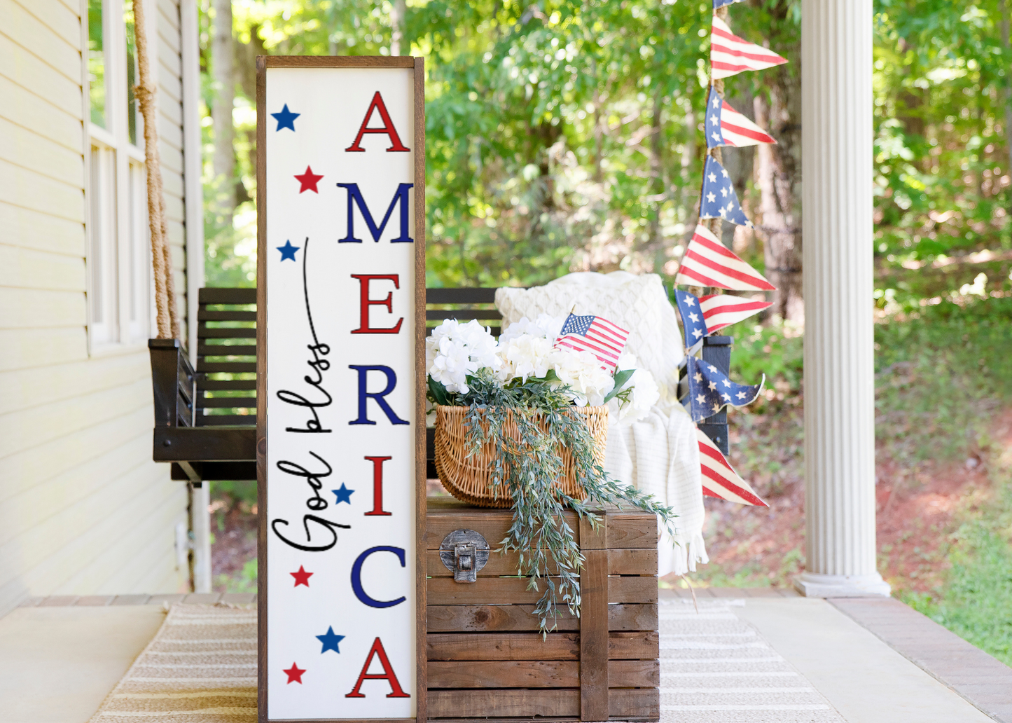 God Bless America Porch Sign