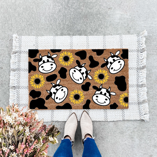 Cow Sunflower Doormat