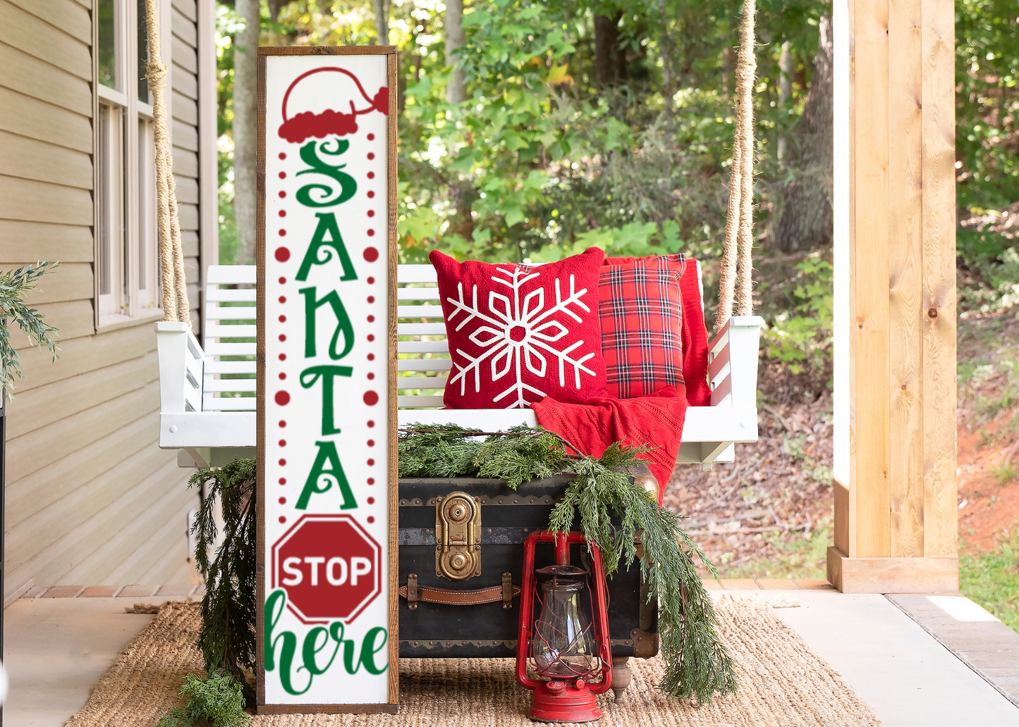 Santa Stop Here Porch Sign