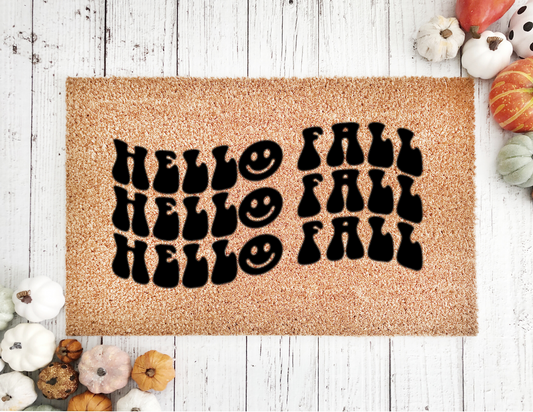 Smiley Face Hello Fall Doormat