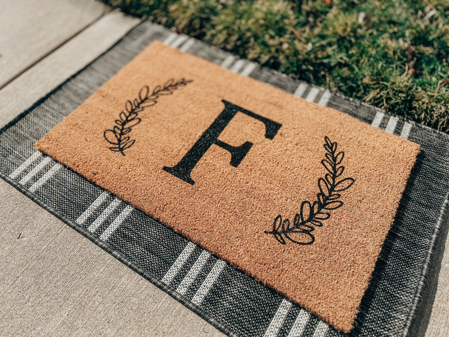 Wreath Initial Doormat