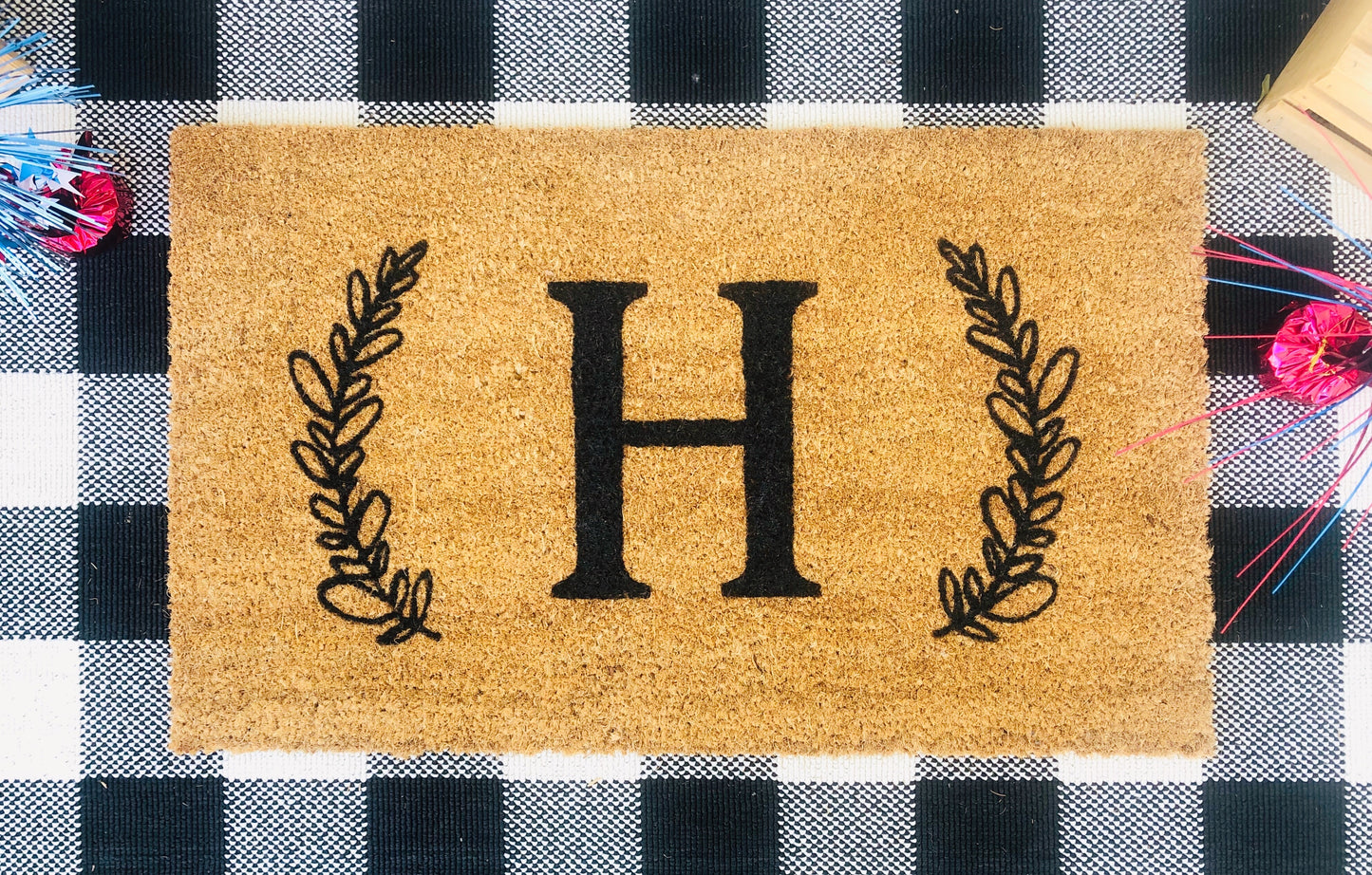 Wreath Initial Doormat