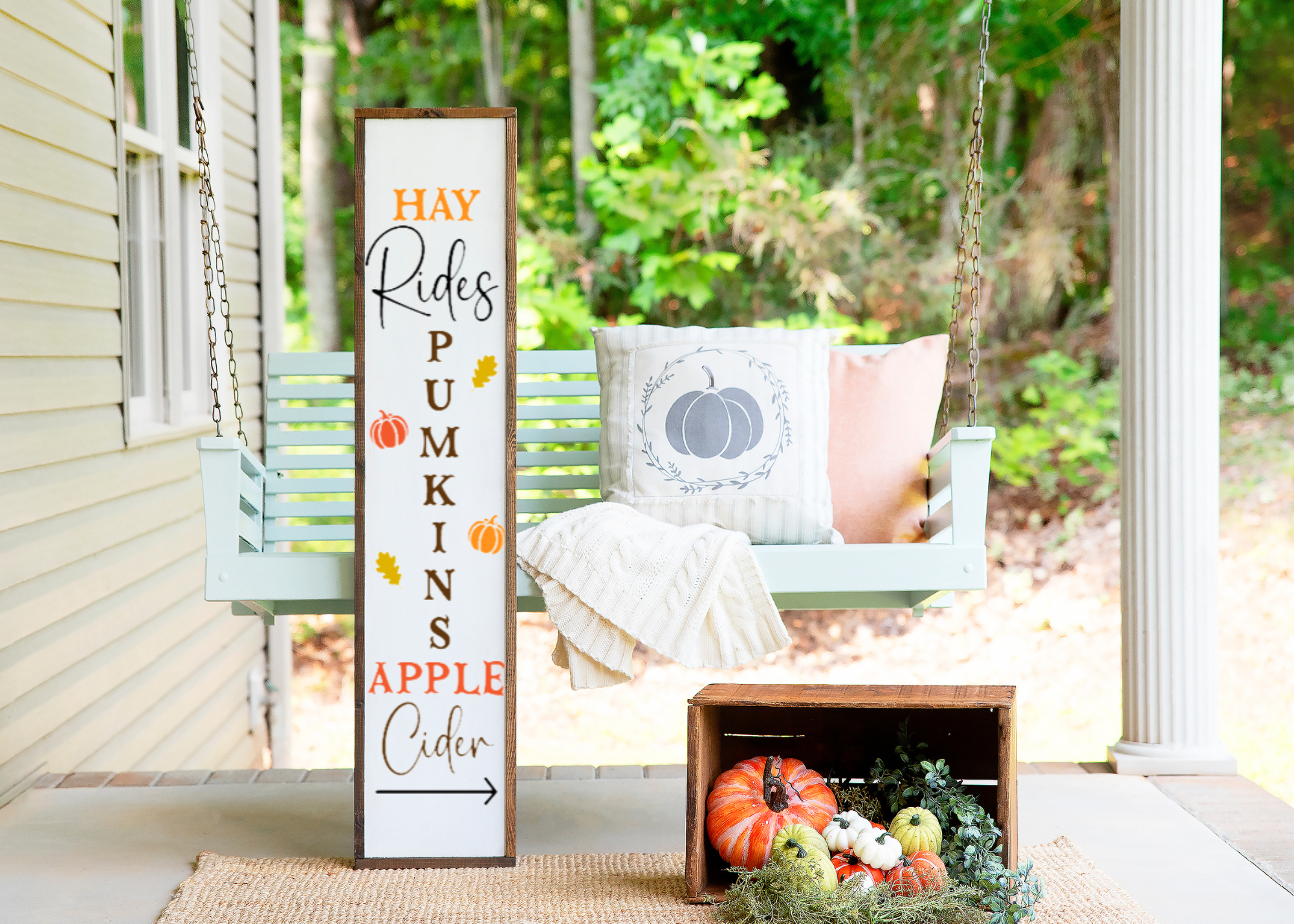 Hay Rides Sign Hay Rides, Pumpkins, Apple Cider Porch Sign – Freya Made Decor