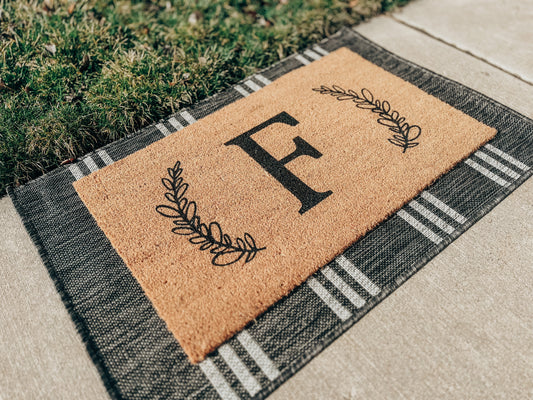 Wreath Initial Doormat